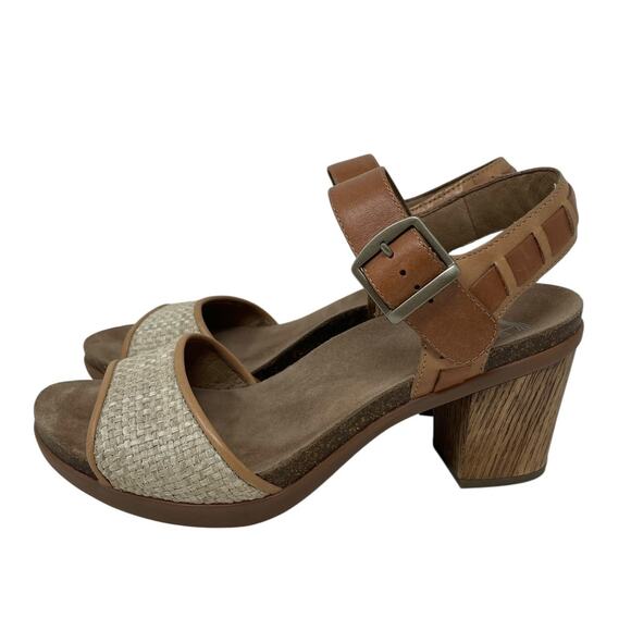 Dansko Debby Sandals Leather Woven Raffia Brown Size 40 Boho Chic Mediterranean - Picture 7 of 15